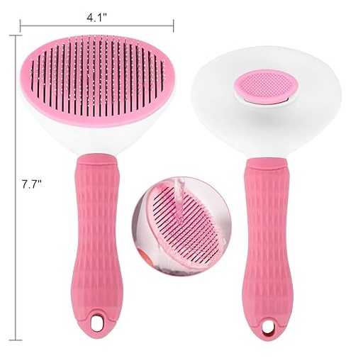 Brush Slicker Self Cleaner Oval