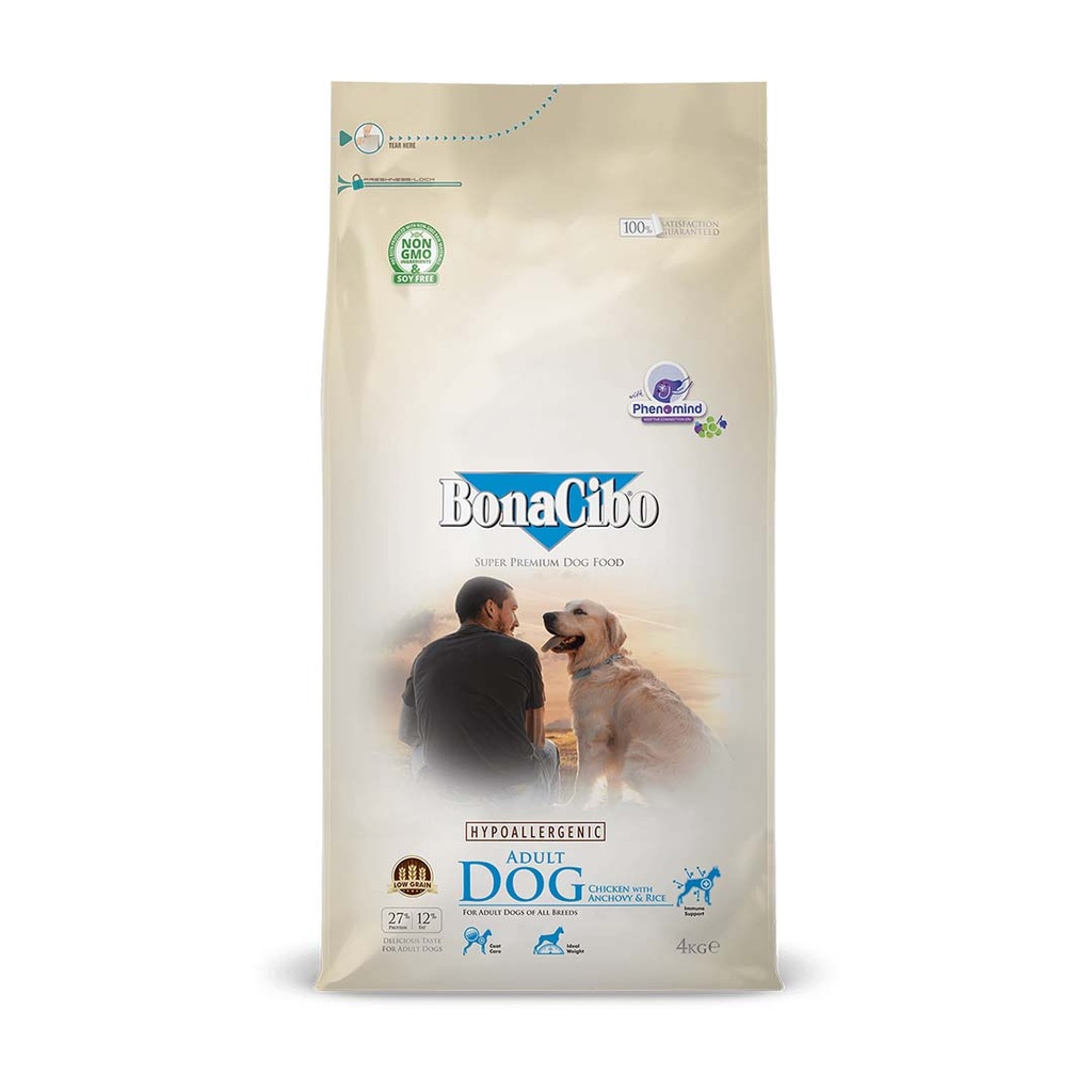 BonaCibo Hypoallergenic Dog Adult Chicken & Rice 4Kg