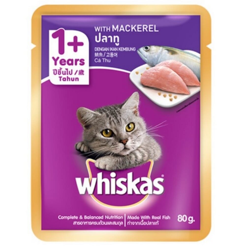 [PC04080] Whiskas Cat Adult Mackaral 80g (4), Rs.310.00