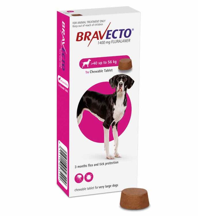 [PC03558] Bravecto 40kg - 56kg (1400mg) (3), Rs.10,400.00, OPD Rs.10,400.00
